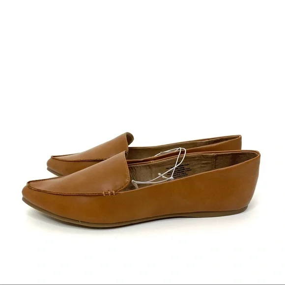 A New Day Micah Cognac Brown Faux Leather Almond Toe Loafers New Nwt Multi Sizes - Picture 8 of 14